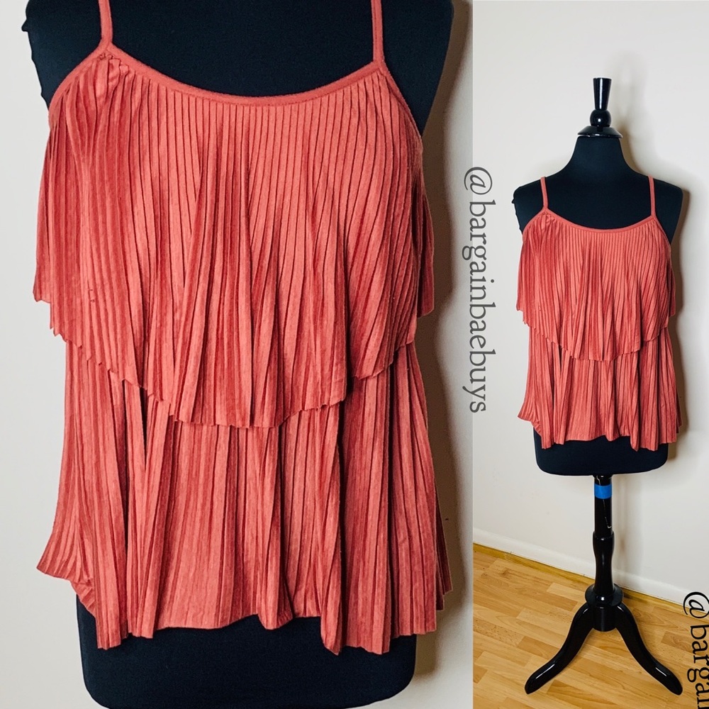 Pleated Burnt Orange Tank Blouse